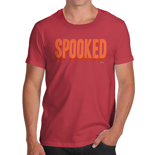 Novelty Tshirts Men Funny Spooked Men's T-Shirt Large Red