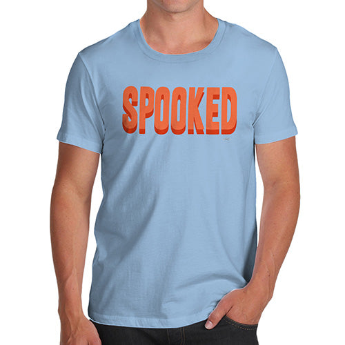 Novelty Tshirts Men Funny Spooked Men's T-Shirt X-Large Sky Blue