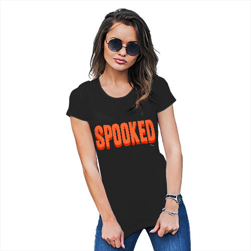 Funny T-Shirts For Women Sarcasm Spooked Women's T-Shirt Medium Black