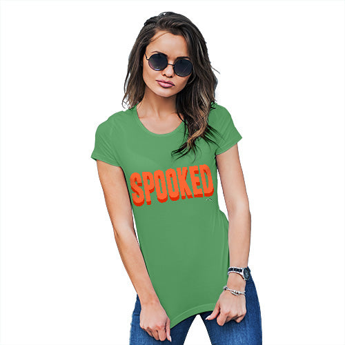 Funny T Shirts For Mom Spooked Women's T-Shirt Medium Green