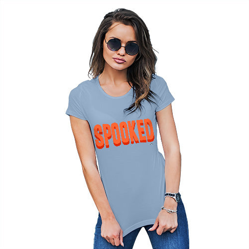 Novelty Tshirts Women Spooked Women's T-Shirt Small Sky Blue