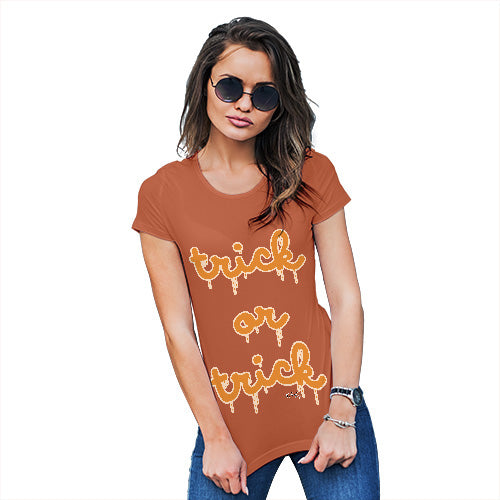 Funny T-Shirts For Women Sarcasm Trick Or Trick Women's T-Shirt Large Orange