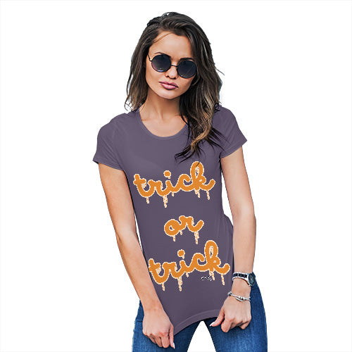 Womens Funny T Shirts Trick Or Trick Women's T-Shirt Small Plum