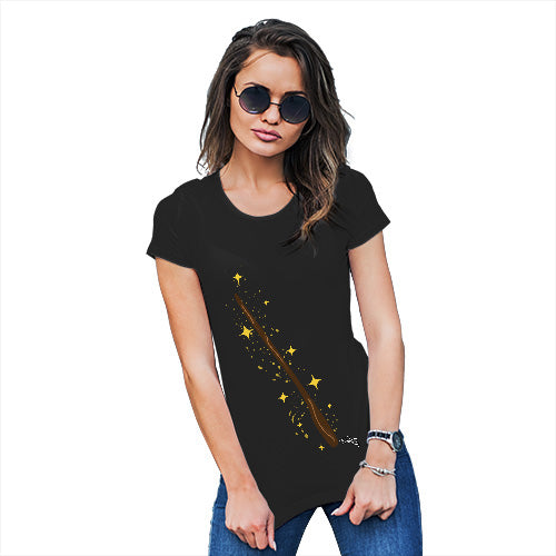 Funny Tee Shirts For Women Witch Wand Women's T-Shirt Small Black