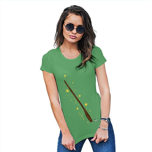 Womens T-Shirt Funny Geek Nerd Hilarious Joke Witch Wand Women's T-Shirt Large Green