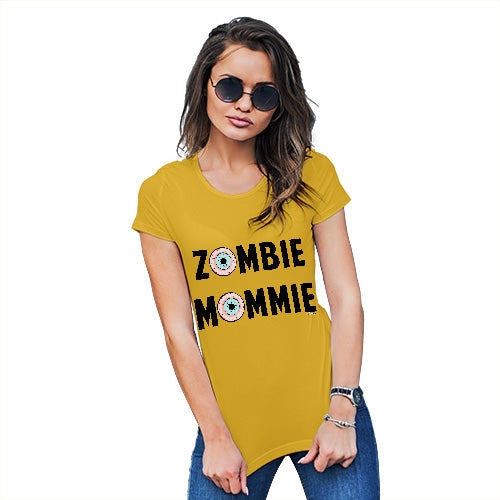 Womens Novelty T Shirt Christmas Zombie Mommie Women's T-Shirt Large Yellow