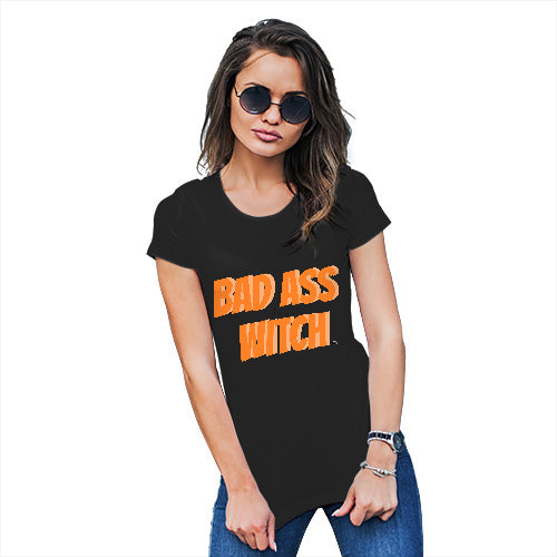 Womens T-Shirt Funny Geek Nerd Hilarious Joke Bad Ass Witch Women's T-Shirt Medium Black