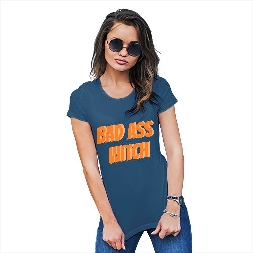 Funny Shirts For Women Bad Ass Witch Women's T-Shirt Small Royal Blue
