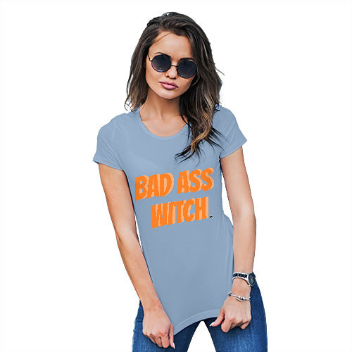 Funny T-Shirts For Women Sarcasm Bad Ass Witch Women's T-Shirt Small Sky Blue