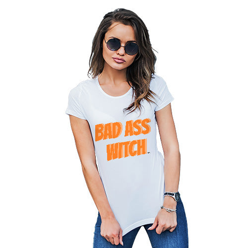 Funny T-Shirts For Women Bad Ass Witch Women's T-Shirt Small White