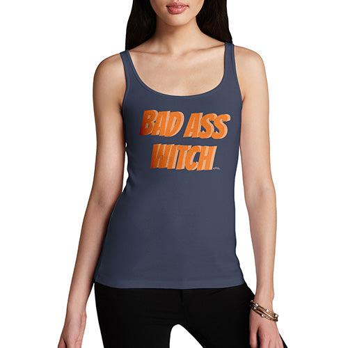 Womens Humor Novelty Graphic Funny Tank Top Bad Ass Witch Women's Tank Top Large Navy