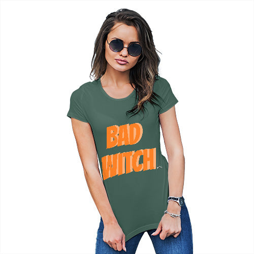 Womens Humor Novelty Graphic Funny T Shirt Bad Witch Women's T-Shirt Large Bottle Green
