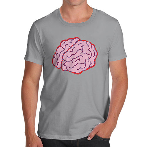 Funny Mens T Shirts Brain Selfie Men's T-Shirt Large Light Grey