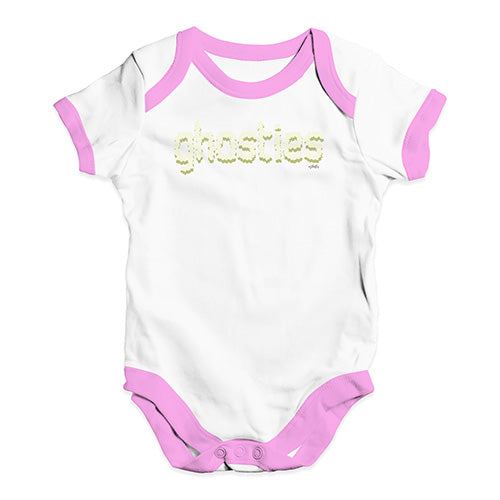 Bodysuit Baby Romper Ghosties  Baby Unisex Baby Grow Bodysuit 6 - 12 Months White Pink Trim