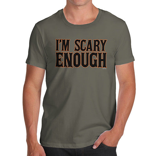 Mens Humor Novelty Graphic Sarcasm Funny T Shirt I'm Scary Enough Men's T-Shirt Large Khaki