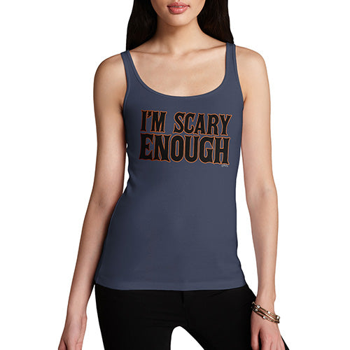Funny Tank Top For Women I'm Scary Enough Women's Tank Top Large Navy