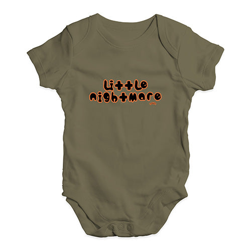 Funny Baby Clothes Little Nightmare Baby Unisex Baby Grow Bodysuit 0 - 3 Months Khaki