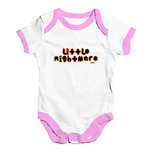 Baby Girl Clothes Little Nightmare Baby Unisex Baby Grow Bodysuit 3 - 6 Months White Pink Trim