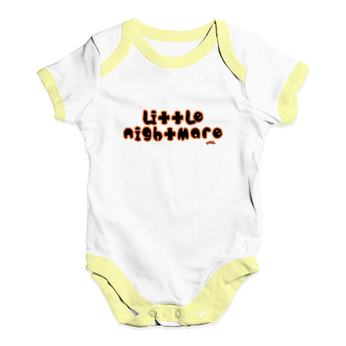 Cute Infant Bodysuit Little Nightmare Baby Unisex Baby Grow Bodysuit 18 - 24 Months White Yellow Trim
