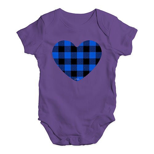 Baby Girl Clothes Blue Tartan Heart Baby Unisex Baby Grow Bodysuit 12 - 18 Months Plum