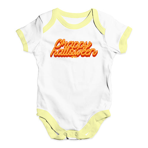 Funny Infant Baby Bodysuit Crappy Halloween Baby Unisex Baby Grow Bodysuit 3 - 6 Months White Yellow Trim
