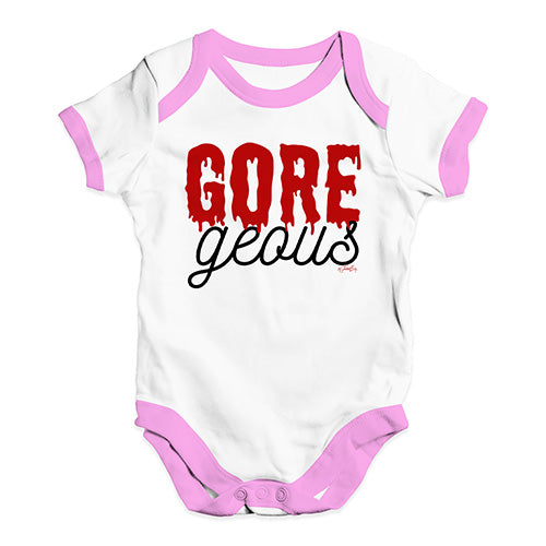 Babygrow Baby Romper Gore-geous Baby Unisex Baby Grow Bodysuit 3 - 6 Months White Pink Trim
