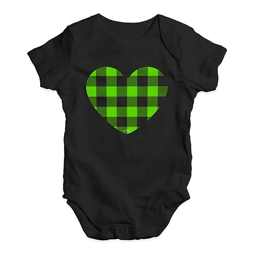 Cute Infant Bodysuit Green Tartan Heart Baby Unisex Baby Grow Bodysuit New Born Black