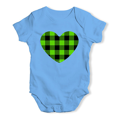 Baby Boy Clothes Green Tartan Heart Baby Unisex Baby Grow Bodysuit 6 - 12 Months Blue