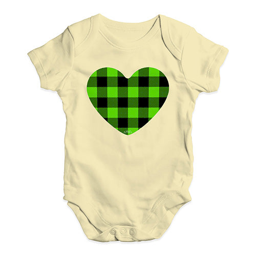 Funny Baby Bodysuits Green Tartan Heart Baby Unisex Baby Grow Bodysuit 0 - 3 Months Lemon