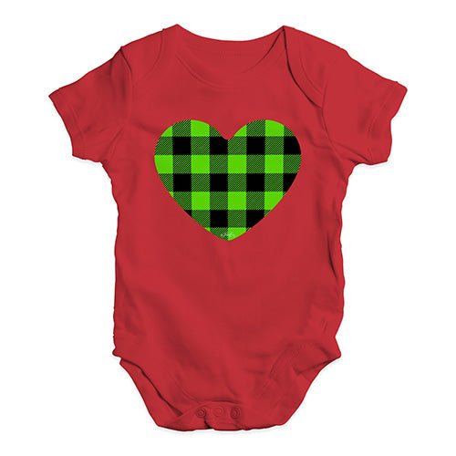 Funny Baby Clothes Green Tartan Heart Baby Unisex Baby Grow Bodysuit 3 - 6 Months Red