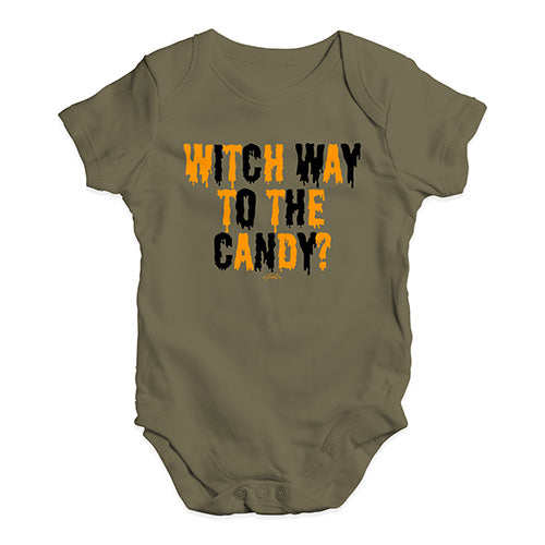 Funny Baby Bodysuits Witch Way To The Candy Baby Unisex Baby Grow Bodysuit New Born Khaki