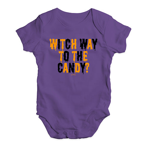 Baby Grow Baby Romper Witch Way To The Candy Baby Unisex Baby Grow Bodysuit 6 - 12 Months Plum