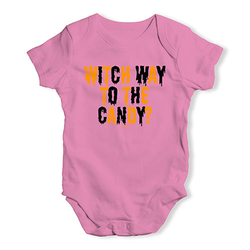 Funny Infant Baby Bodysuit Witch Way To The Candy Baby Unisex Baby Grow Bodysuit 6 - 12 Months Pink