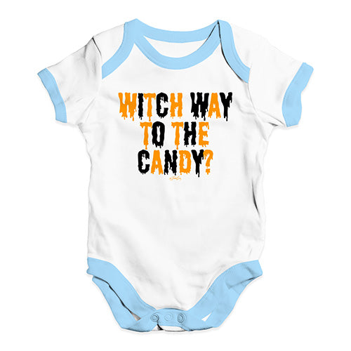 Baby Onesies Witch Way To The Candy Baby Unisex Baby Grow Bodysuit 18 - 24 Months White Blue Trim