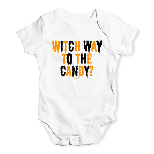 Cute Infant Bodysuit Witch Way To The Candy Baby Unisex Baby Grow Bodysuit 12 - 18 Months White