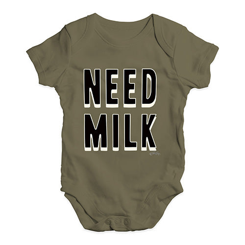 Funny Infant Baby Bodysuit Need Milk Baby Unisex Baby Grow Bodysuit 12-18 Months Khaki
