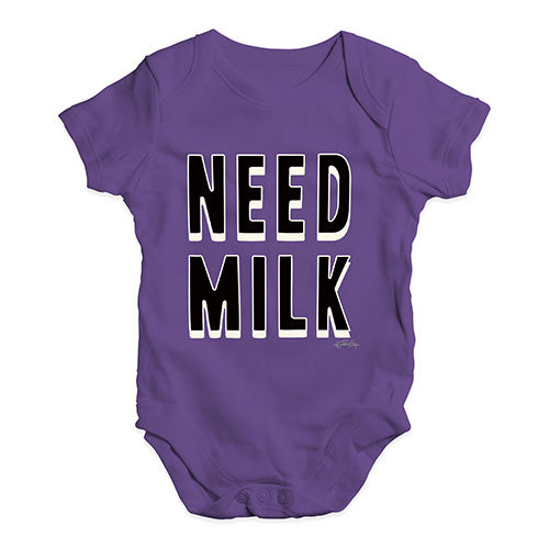 Babygrow Baby Romper Need Milk Baby Unisex Baby Grow Bodysuit 18-24 Months Plum