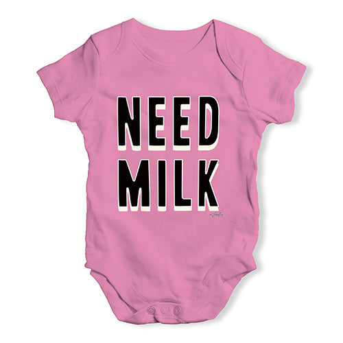 Baby Grow Baby Romper Need Milk Baby Unisex Baby Grow Bodysuit 3-6 Months Pink