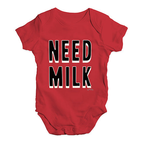 Bodysuit Baby Romper Need Milk Baby Unisex Baby Grow Bodysuit 3-6 Months Red