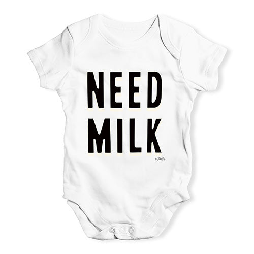 Babygrow Baby Romper Need Milk Baby Unisex Baby Grow Bodysuit 18-24 Months White
