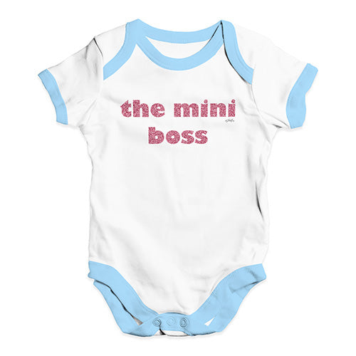 Funny Baby Bodysuits The Mini Boss Baby Unisex Baby Grow Bodysuit 0-3 Months White Blue Trim