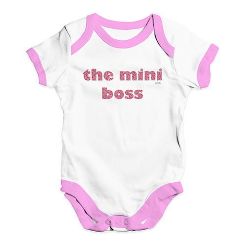 Baby Boy Clothes The Mini Boss Baby Unisex Baby Grow Bodysuit 3-6 Months White Pink Trim