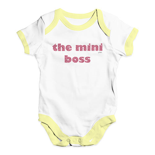 Funny Baby Bodysuits The Mini Boss Baby Unisex Baby Grow Bodysuit 18-24 Months White Yellow Trim