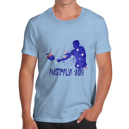 Funny Tee Shirts For Men Rugby Australia 2019 Men's T-Shirt Medium Sky Blue