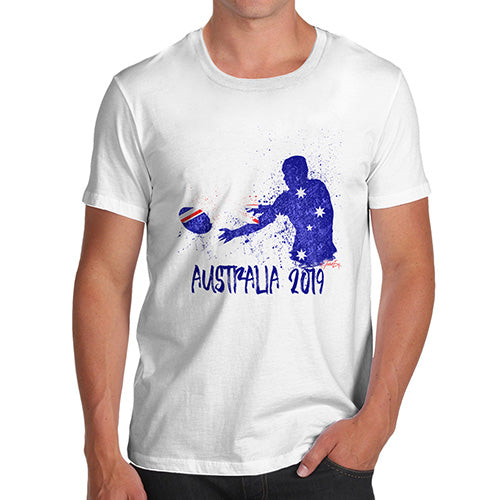Novelty T Shirts For Dad Rugby Australia 2019 Men's T-Shirt X-Large White