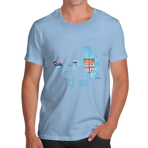 Novelty T Shirts For Dad Rugby Fiji 2019 Men's T-Shirt X-Large Sky Blue