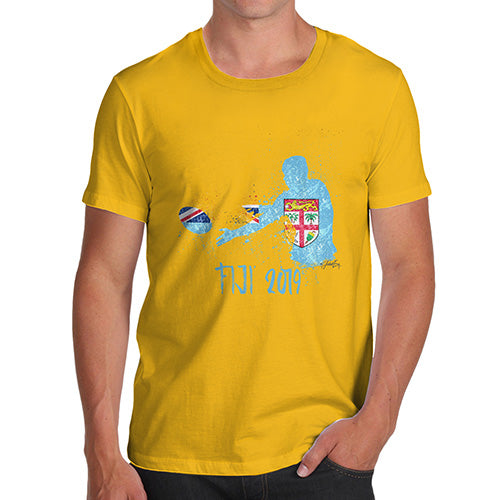 Mens Novelty T Shirt Christmas Rugby Fiji 2019 Men's T-Shirt Large Yellow