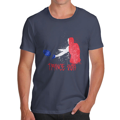 Mens Novelty T Shirt Christmas Rugby France 2019 Men's T-Shirt Medium Navy