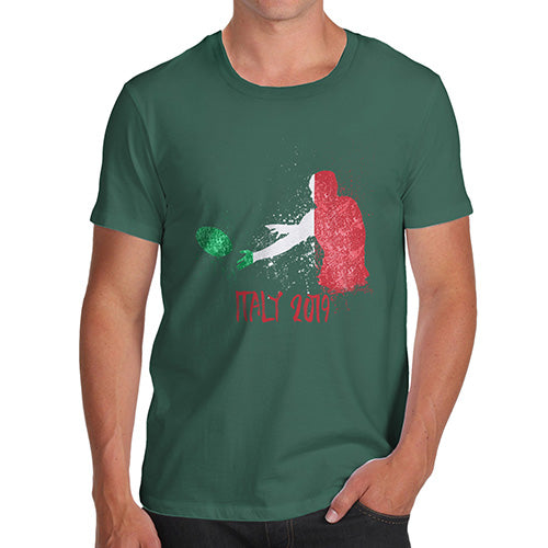 Novelty T Shirts For Dad Rugby Italy 2019 Men's T-Shirt Small Bottle Green