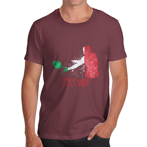 Funny Tee For Men Rugby Italy 2019 Men's T-Shirt Large Burgundy